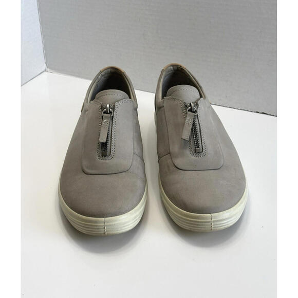 Ecco Soft 7 Shoes Women's US 9/EU40 Gray Leather Zip Up Low Top Comfort Sneakers - Picture 5 of 13